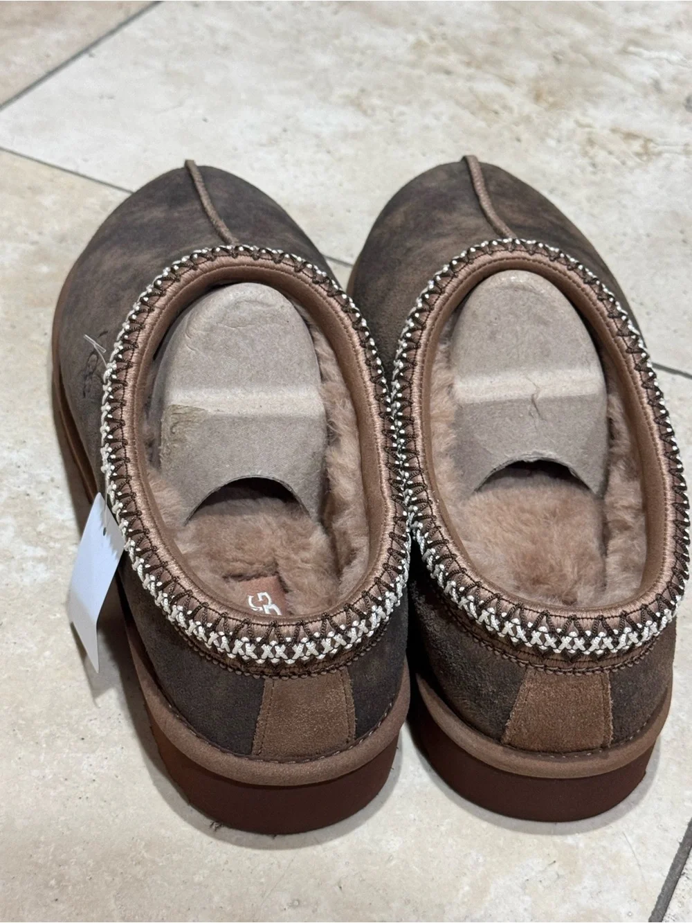 UGG Chocolate Brown Suede Fur-Lined Slip-Ons